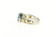 Load image into Gallery viewer, 14K Two Tone 14k Gold Blue Topaz Chain Band Ring Yellow Gold