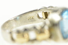 Load image into Gallery viewer, 14K Two Tone 14k Gold Blue Topaz Chain Band Ring Yellow Gold