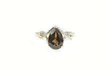 Load image into Gallery viewer, Sterling Silver Pear Smoky Quartz Diamond Accent Statement Ring