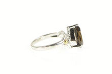 Load image into Gallery viewer, Sterling Silver Pear Smoky Quartz Diamond Accent Statement Ring