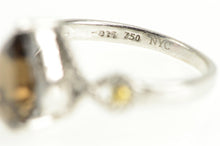 Load image into Gallery viewer, Sterling Silver Pear Smoky Quartz Diamond Accent Statement Ring