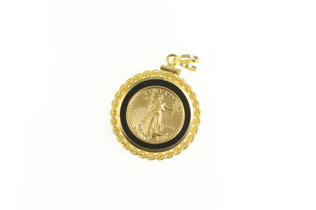 14K 1998 $10 1/10 Oz. Gold Eagle Coin Black Onyx Pendant Yellow Gold