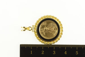 14K 1998 $10 1/10 Oz. Gold Eagle Coin Black Onyx Pendant Yellow Gold