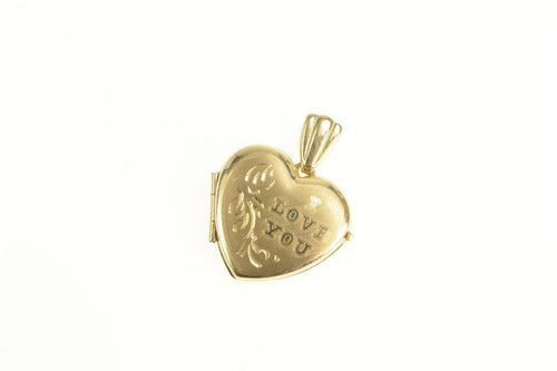 14K I Love You Heart Photo Picture Locket Pendant Yellow Gold