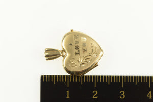 14K I Love You Heart Photo Picture Locket Pendant Yellow Gold