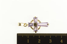 Load image into Gallery viewer, 14K Baguette Amethyst Cross Christian Faith Symbol Pendant Yellow Gold