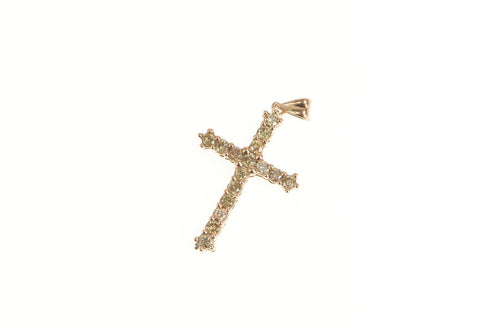 10K 0.40 Ctw Fancy Champagne Diamond Cross Pendant Rose Gold