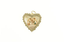 Load image into Gallery viewer, 14K 1950&#39;s Bronze Baby Shoe Booties Heart Charm/Pendant Yellow Gold