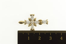 Load image into Gallery viewer, 14K Marquise Cubic Zirconia Cross Christian Pendant Yellow Gold