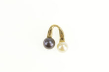 Load image into Gallery viewer, 14K Black &amp; White Pearl Retro Loop Curved Pendant Yellow Gold