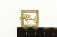 Load image into Gallery viewer, 14K Squared Retro Palm Tree Pearl Tropical Charm/Pendant Yellow Gold