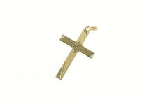 Load image into Gallery viewer, 10K Ornate Floral Etched Design Cross Christian Pendant Yellow Gold