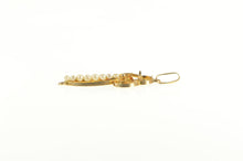 Load image into Gallery viewer, 14K Victorian Seed Pearl Drop Princess Setting Pendant Yellow Gold