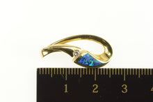 Load image into Gallery viewer, 14K Diamond Black Opal Wavy Loop Statement Pendant Yellow Gold