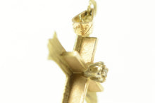 Load image into Gallery viewer, 14K Diamond Two Tone Retro Cross Christian Pendant Yellow Gold