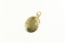 Load image into Gallery viewer, 14K Etched Floral Vine Oval Picture Photo Locket Charm/Pendant Yellow Gold