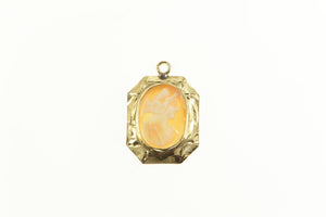 14K Ornate Carved Lady Shell Cameo Charm/Pendant Yellow Gold