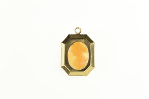 14K Ornate Carved Lady Shell Cameo Charm/Pendant Yellow Gold