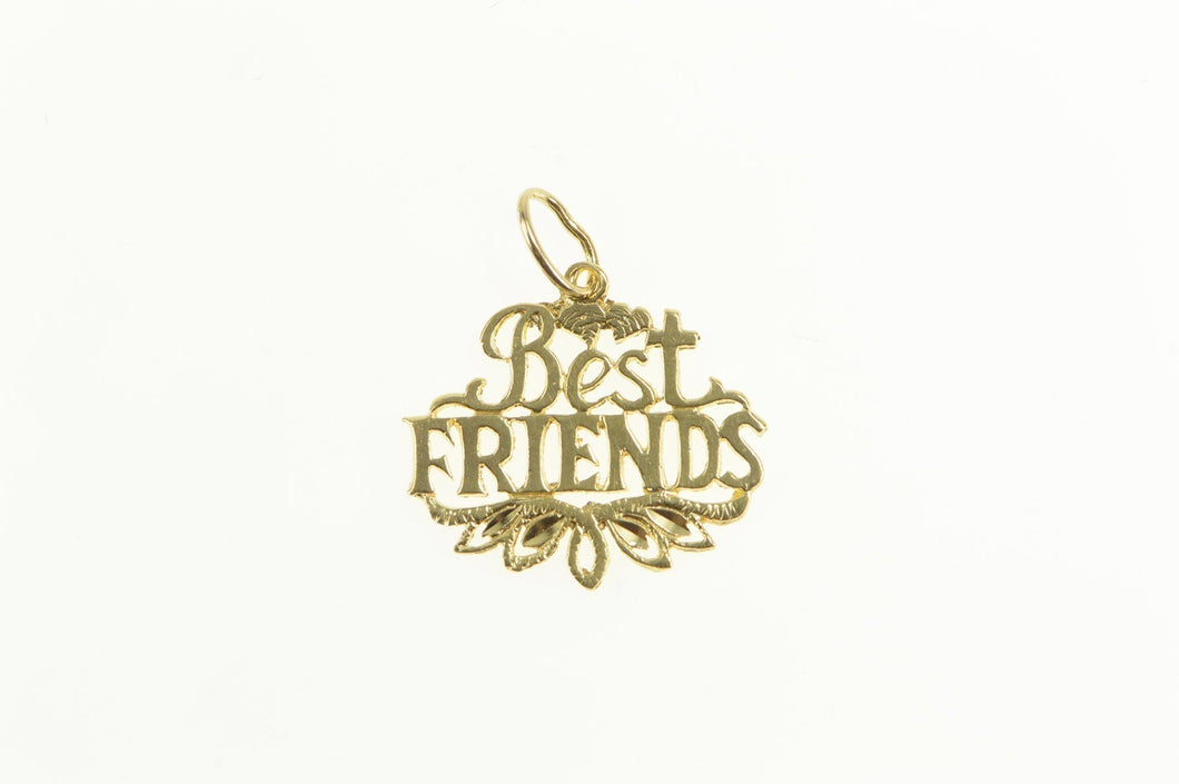 14K Best Friends Friendship Bond Word Charm/Pendant Yellow Gold