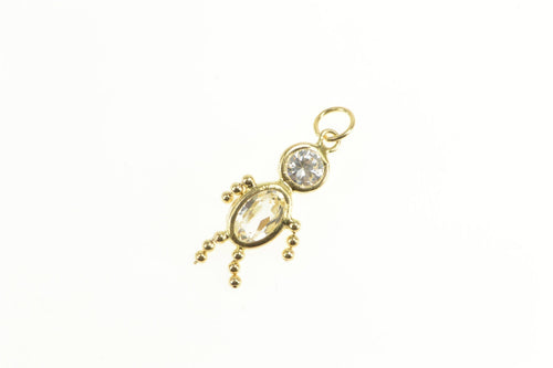14K April Birthstone Baby Syn. Cubic Zirconia Charm/Pendant Yellow Gold