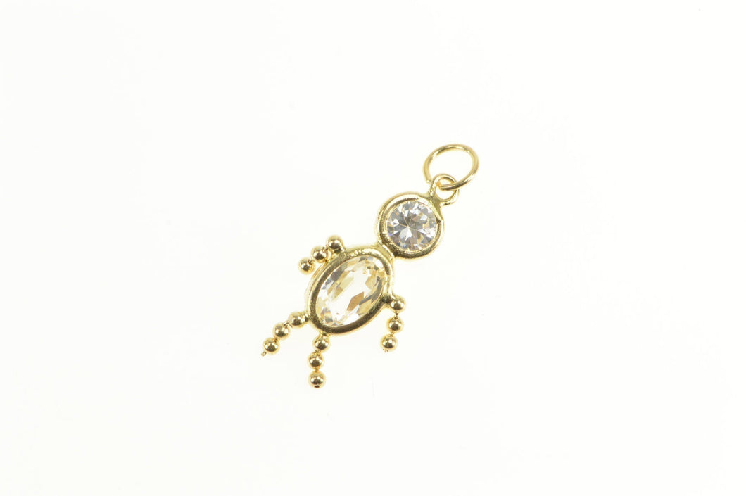 14K April Birthstone Baby Syn. Cubic Zirconia Charm/Pendant Yellow Gold