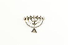 Load image into Gallery viewer, 14K Diamond Menorah Jewish Faith Symbol Candle Pendant White Gold