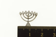 Load image into Gallery viewer, 14K Diamond Menorah Jewish Faith Symbol Candle Pendant White Gold