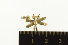 Load image into Gallery viewer, 14K 3D Crossed Skis Skier Winter Sport Charm/Pendant Yellow Gold