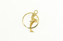 Load image into Gallery viewer, 14K 3D Dolphin Jumping Through Ring Circle Pendant Yellow Gold