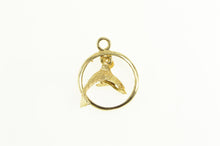 Load image into Gallery viewer, 14K 3D Dolphin Jumping Through Ring Circle Pendant Yellow Gold