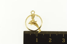 Load image into Gallery viewer, 14K 3D Dolphin Jumping Through Ring Circle Pendant Yellow Gold