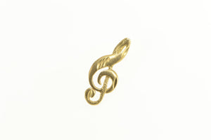 14K Diamond Cut Treble Clef Music Symbol Charm/Pendant Yellow Gold