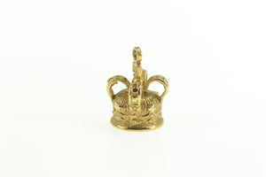 9K 3D Ornate Crown Jewels Tiara Royalty Queen Charm/Pendant Yellow Gold