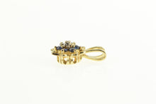 Load image into Gallery viewer, 14K Diamond Sapphire Halo Flower Cluster Pendant Yellow Gold