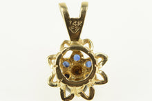Load image into Gallery viewer, 14K Diamond Sapphire Halo Flower Cluster Pendant Yellow Gold