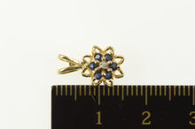 Load image into Gallery viewer, 14K Diamond Sapphire Halo Flower Cluster Pendant Yellow Gold