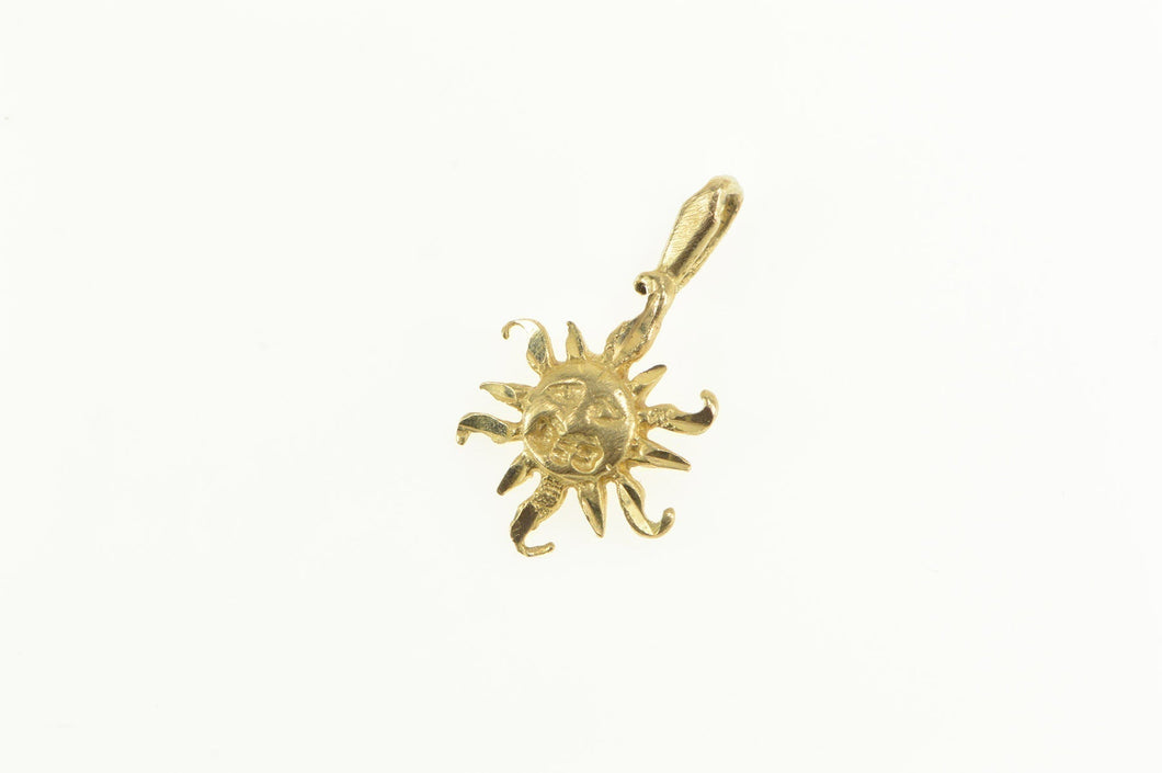 14K Sun Diamond Cut Classic Charm/Pendant Yellow Gold