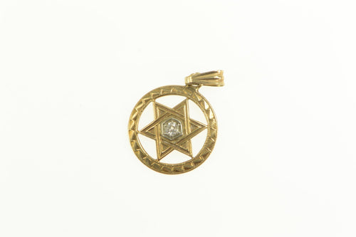 14K Diamond Ornate Star of David Jewish Faith Charm/Pendant Yellow Gold