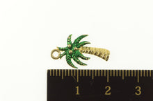 Load image into Gallery viewer, 14K Green Enamel Palm Tree Tropical Motif Charm/Pendant Yellow Gold