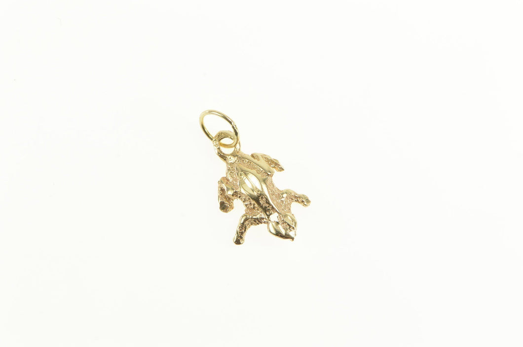 14K Frog Toad Diamond Cut Animal Charm/Pendant Yellow Gold