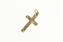 Load image into Gallery viewer, 10K Diamond Cut Retro Cross Christian Faith Charm/Pendant Yellow Gold