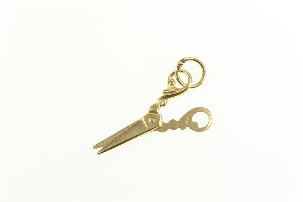 14K 3D Articulated Scissors Arts & Crafts School Charm/Pendant Yellow Gold
