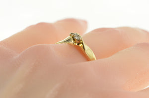 14K Diamond Wavy Design Retro Wedding Ring Yellow Gold
