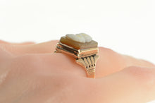 Load image into Gallery viewer, 14K Ornate Carved Coral Shell Cameo Statement Ring Yellow Gold