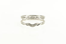 Load image into Gallery viewer, 14K Diamond Twist Design Wedding Guard Band Ring White Gold