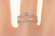 Load image into Gallery viewer, 14K Diamond Twist Design Wedding Guard Band Ring White Gold