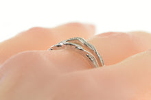 Load image into Gallery viewer, 14K Diamond Twist Design Wedding Guard Band Ring White Gold