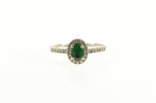 Load image into Gallery viewer, 10K Oval Emerald Diamond Halo Engagement Ring White Gold