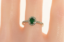 Load image into Gallery viewer, 10K Oval Emerald Diamond Halo Engagement Ring White Gold