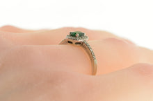 Load image into Gallery viewer, 10K Oval Emerald Diamond Halo Engagement Ring White Gold